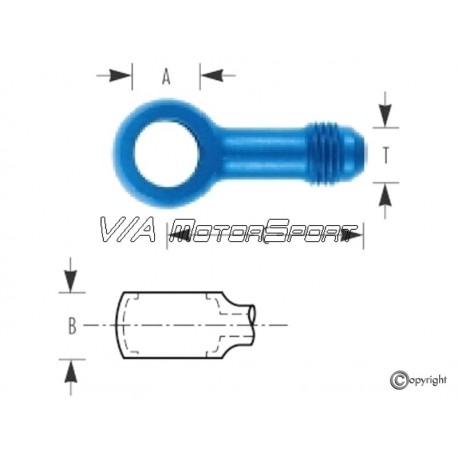 Raccord banjo simple droit (-6AN, M12, cône concave 60°)